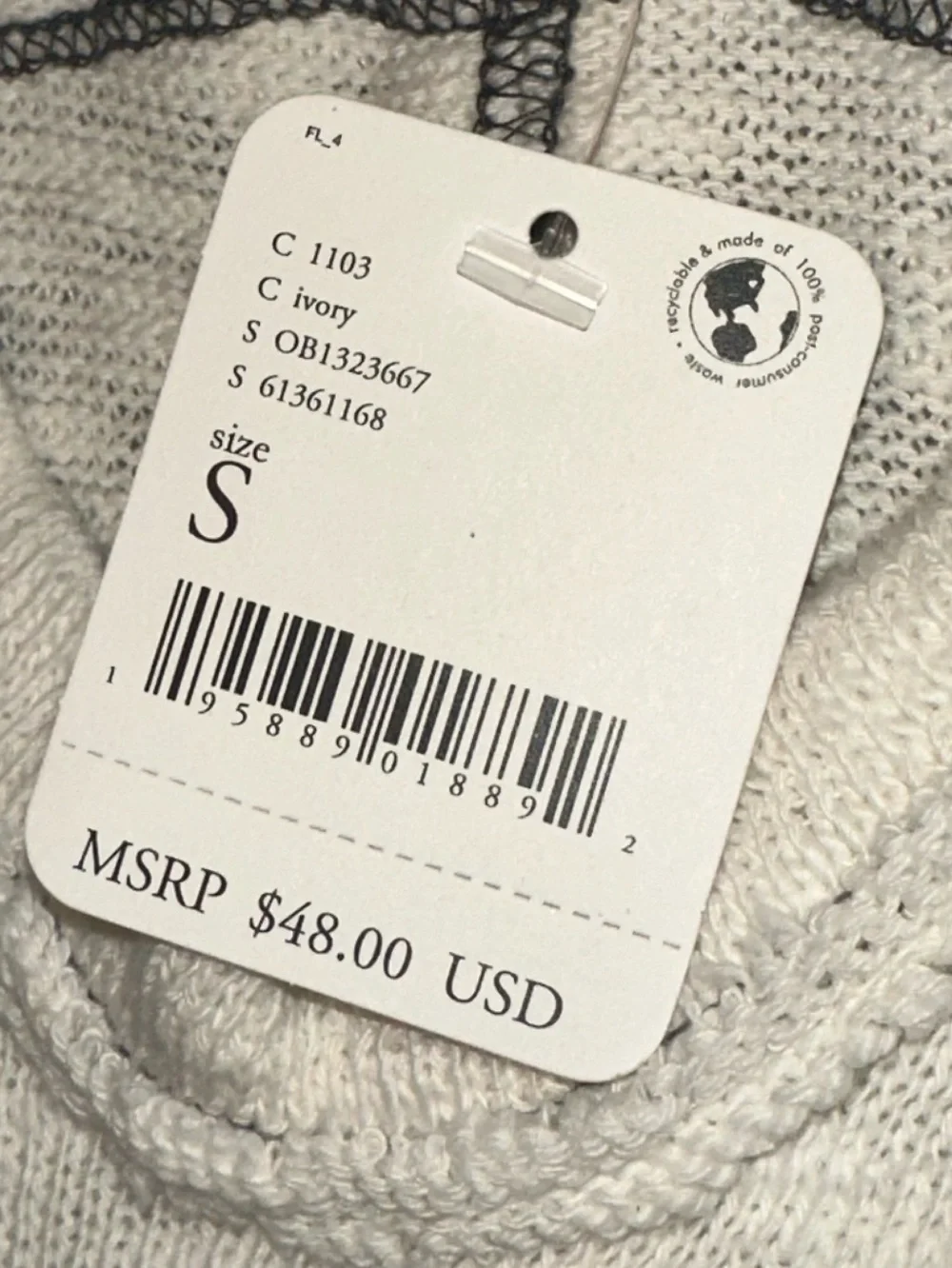 Free People / We The Free NWT Deep V-neck Ivory Tank Top - Small - Boho Raw Edge - Picture 6 of 11